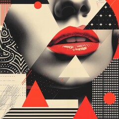 Contemporary surreal art collage, modern geometry design. Retro style. - 759605517
