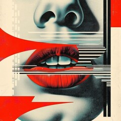 Contemporary surreal art collage, modern geometry design. Retro style. - 759605537