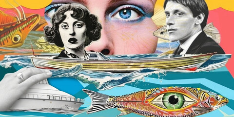 Contemporary surreal art collage, modern design. Retro style. - 759606118