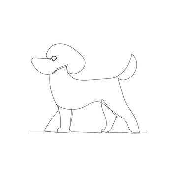 dog one line art logo design icon