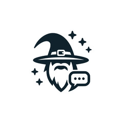 wizard chat logo vector illustration template design