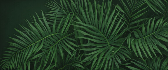 Fototapeta na wymiar tropical leaves dark green background
