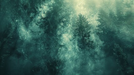 Obraz premium Mystical Foggy Forest Abstract Illustration