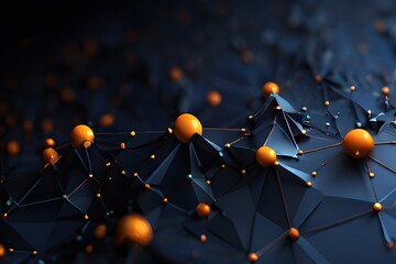 Abstract polygonal space low poly dark background with connecting dots and lines. Connection...