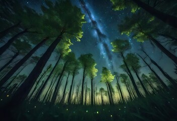 green forest in night