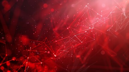 Red Abstract Background with Connected Lines and Dots