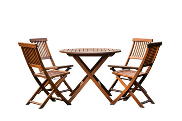 Table and Two Chairs. on a White or Clear Surface PNG Transparent Background.