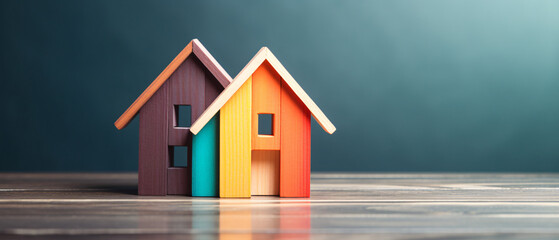 Image of wooden colorful house model.  - Powered by Adobe
