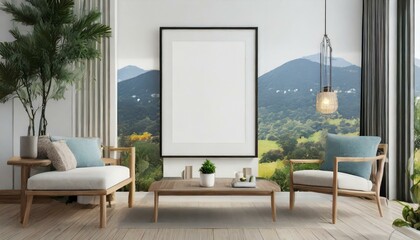 Sleek Living: ISO A Paper Size Frame Mockup in Modern Interior Design"