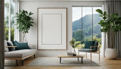Sleek Living: ISO A Paper Size Frame Mockup in Modern Interior Design"