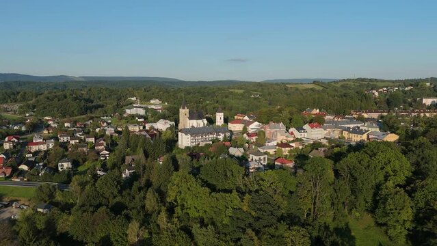 Beautiful Landscape Mountain Downtown Lesko Aerial View Poland