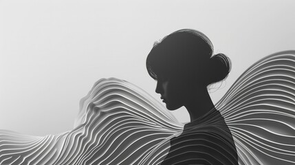 A minimalist piece inspired by the concept of kinesics, using negative space and subtle lines to convey unspoken communication