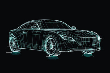 Naklejka premium Modern car minimalistic line illustration Car outline.
