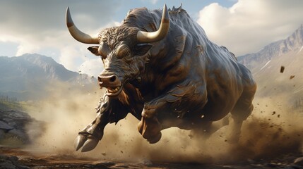 Feel the excitement build as you prepare to mount the virtual bull. - obrazy, fototapety, plakaty
