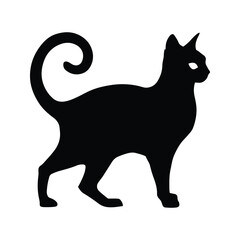 Cat Walking Silhouette Vector Art Illustration