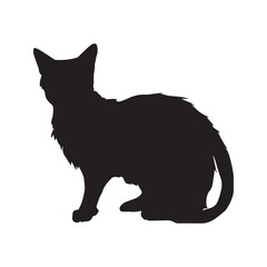 Cute Cat Sitting Silhouette Vector Art Illustration