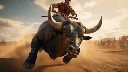 Test your balance and bravery as you attempt to ride the untamed bull.
