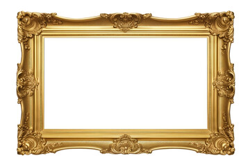 Gold Frame on White Background. on a White or Clear Surface PNG Transparent Background.