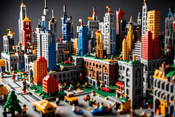 A LEGOA(R) cityscape built into the walls with buildings, roads, and tiny figures, igniting creativity.