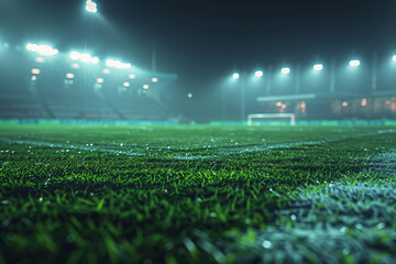 Freshly cut grass in a soccer stadium close-up - 759617919