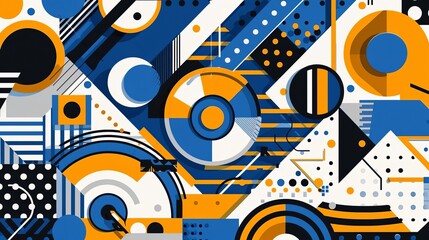 Abstract geometric background with various shapes and patterns