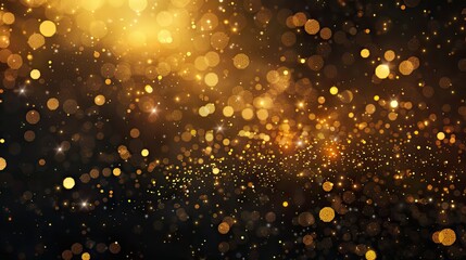 A radiant gold glitter texture forms a sparkling backdrop, perfect for Christmas and holiday-themed designs, greeting cards, and festive invitations - obrazy, fototapety, plakaty