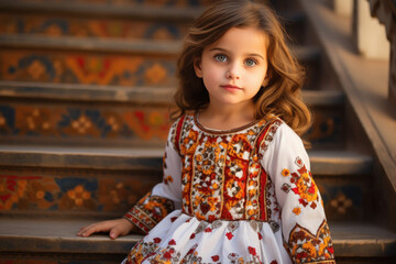 Cute indian little girl child in traditional kurti
