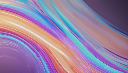 3d rendering multicolored flowing abstract iridescent wave shape