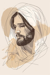Jesus Christ minimalistic line art illustration