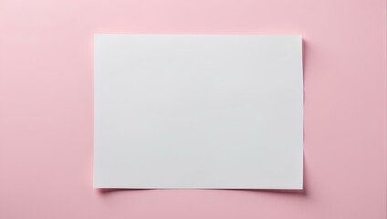 blank white paper on pink background, copy space, space for text and design, female concept 