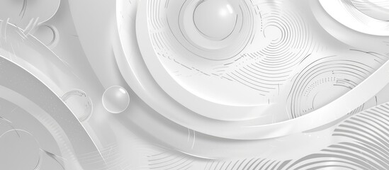 Abstract gray curvy lines and circles background. - obrazy, fototapety, plakaty