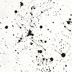Seamless pattern. A white background with scattered black ink splatters