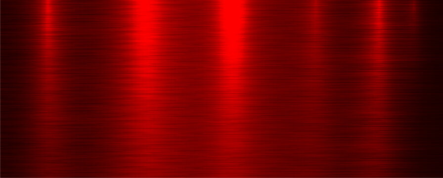 Red brushed metal texture background, shiny lustrous metallic 3d background.