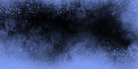 Abstract Light ink canvas for modern creative grunge design. Blue color dust particles explosion dramatic smoke in the room. Vivid textured aquarelle painted lightning night sky and thunder storm.