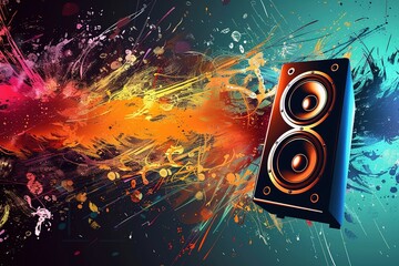 abstract music background with speakers
