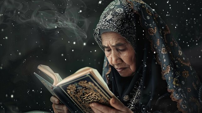 woman reading quran majid islamic background