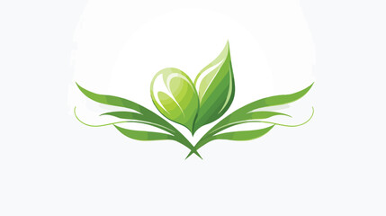 Ribbon love logo natural leaf illustration design v