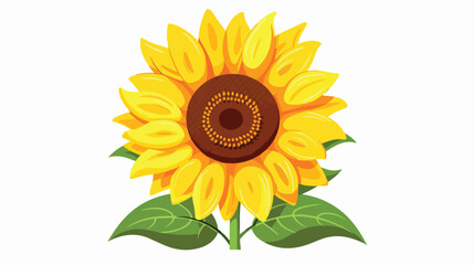 Sunflower cartoon character flat vector isolated on