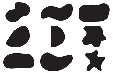 Organic blobs set icon. Random shapes cube drop