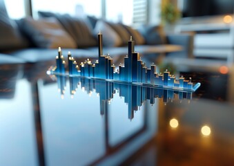 Technological Background: Lights, Beams, Code, Line Charts, and More