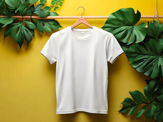 Hanging beautiful white t shirt mockup template 