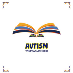 Book Logo Design Concept Vector, Child Education And Autism Awareness Concept