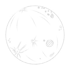 Mercury planet outline illustration with transparent background - pencil drawing style. Mercury planet coloring pages for kids