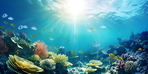 Fototapeta na wymiar biodiversity of under water oceanography marine habitats oceanic dat background