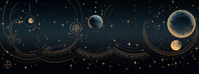 Obraz premium Elegant Celestial Composition with Ornaments and Moons