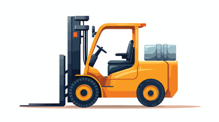 Under construction forklift vehicle flat vector iso