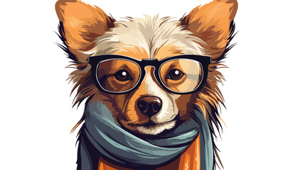 Vector illustration of a hipster dog wearing glasse