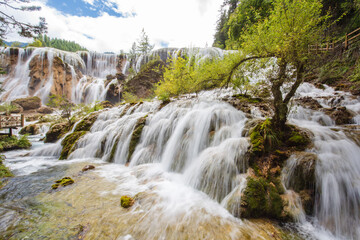 Pearl Beach Waterfall in Jiuzhaigou, Sichuan, China