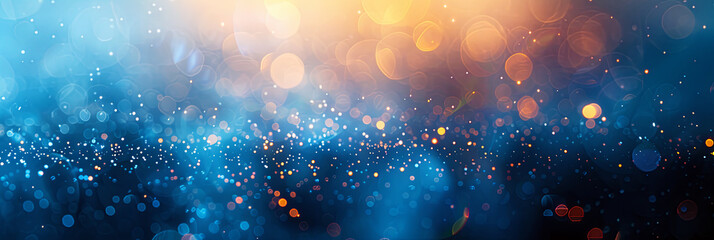 Soft focus blue and orange glitter background wallpaper illustration. 