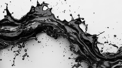 black water  liquid lines splash isolated, black oil splash on white background, Host Alien, Fantasy dark, black wave, Abstract background white black cover banner